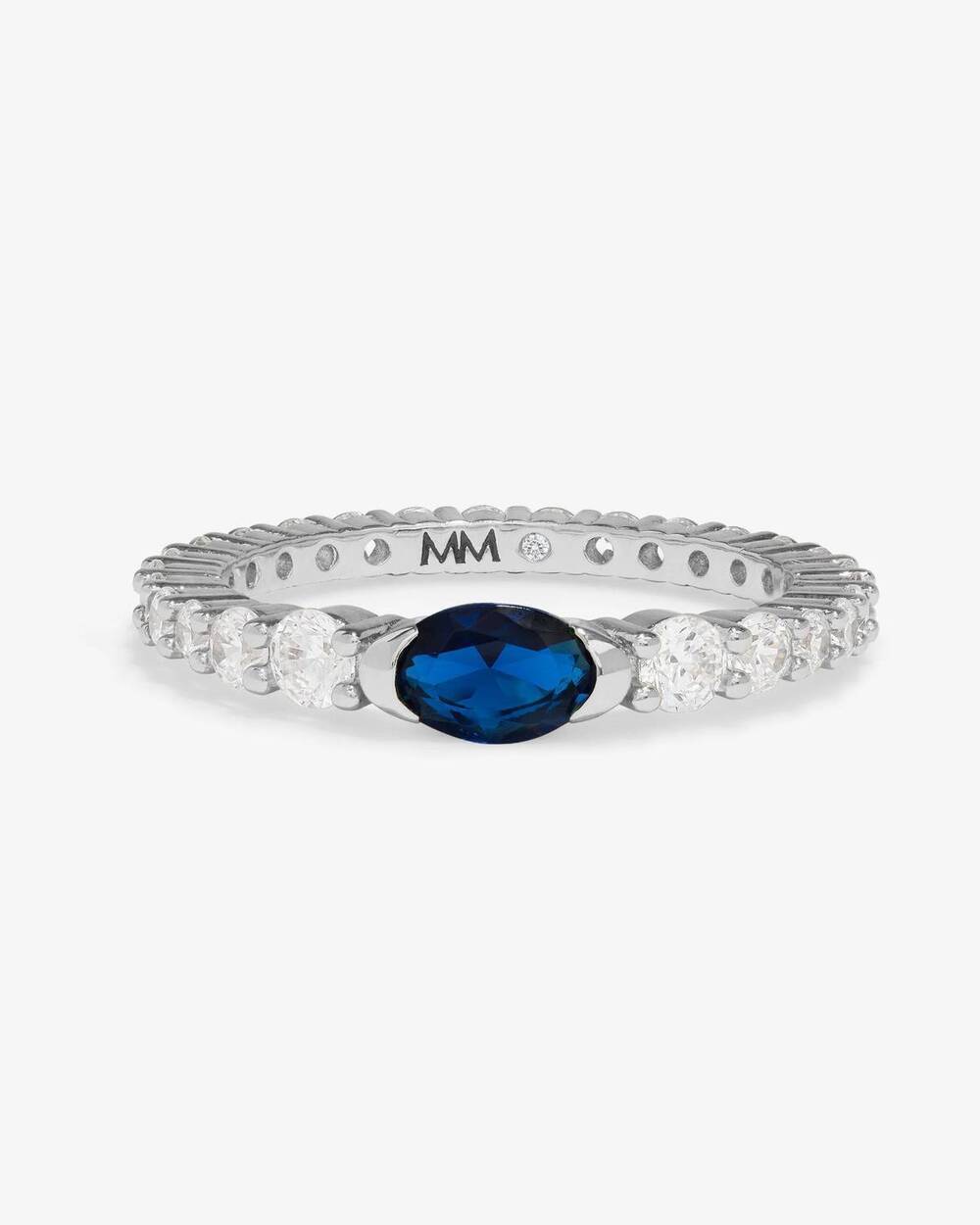 NEW MELINDA MARIA women's maven ring in silver|blue sapphire